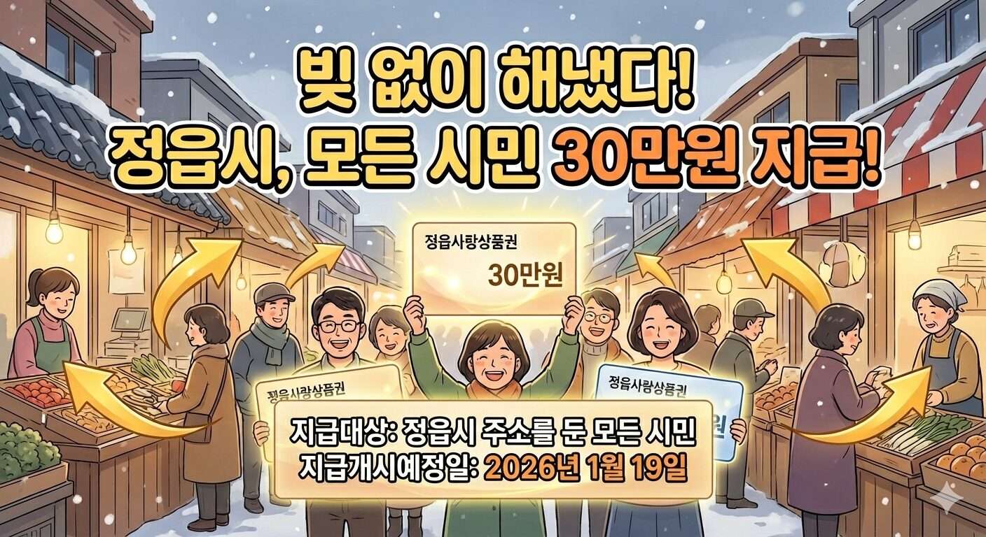 정읍시, 2026년 1월 고물가 시대 모든 시민 대상 민생회복지원금 30만 원 지급 결정