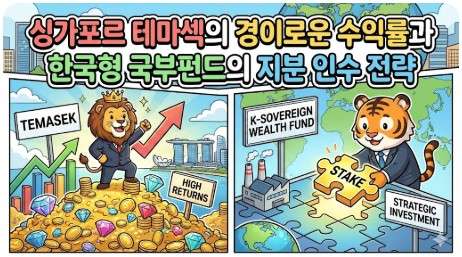 싱가포르 테마섹의 경이로운 수익률과 한국형 국부펀드의 지분 인수 전략