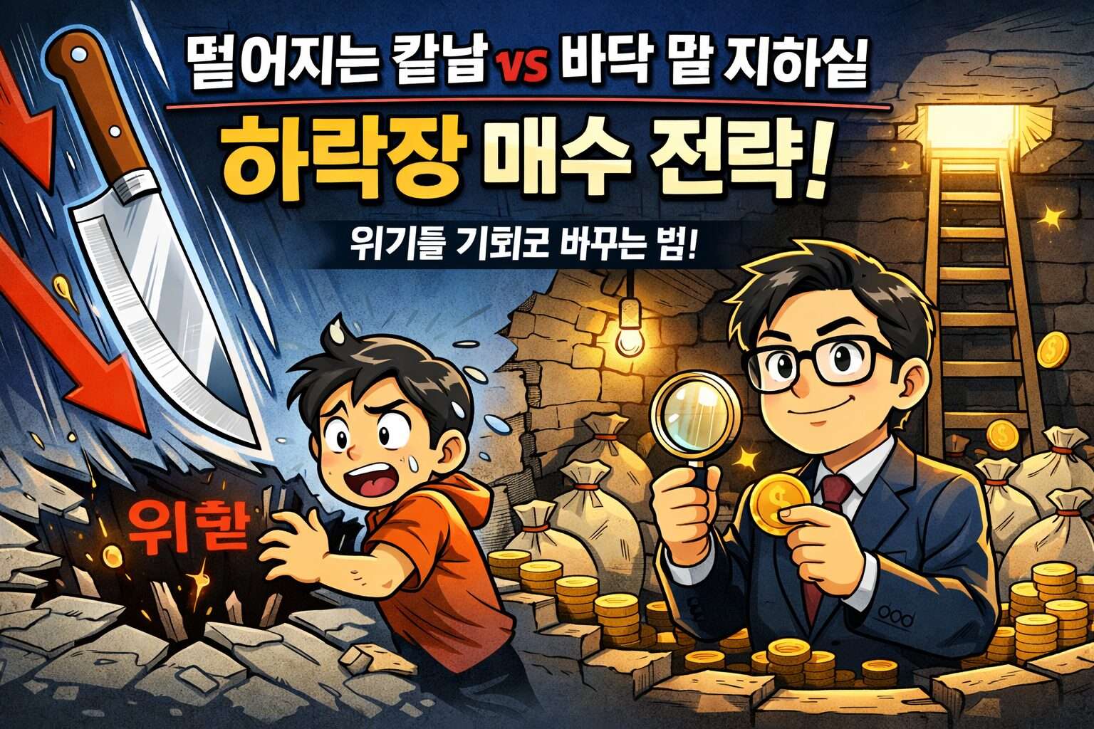 칼날이 떨어질때 매수 버튼을 누를수 있는 용기