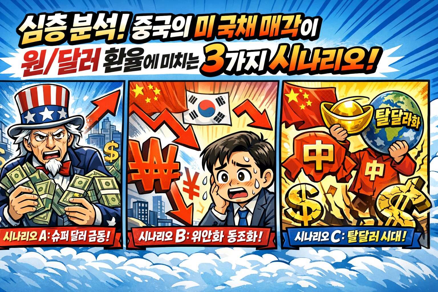 중국의 미 국채 매각이 원/달러 환율에 미치는 3가지 시나리오