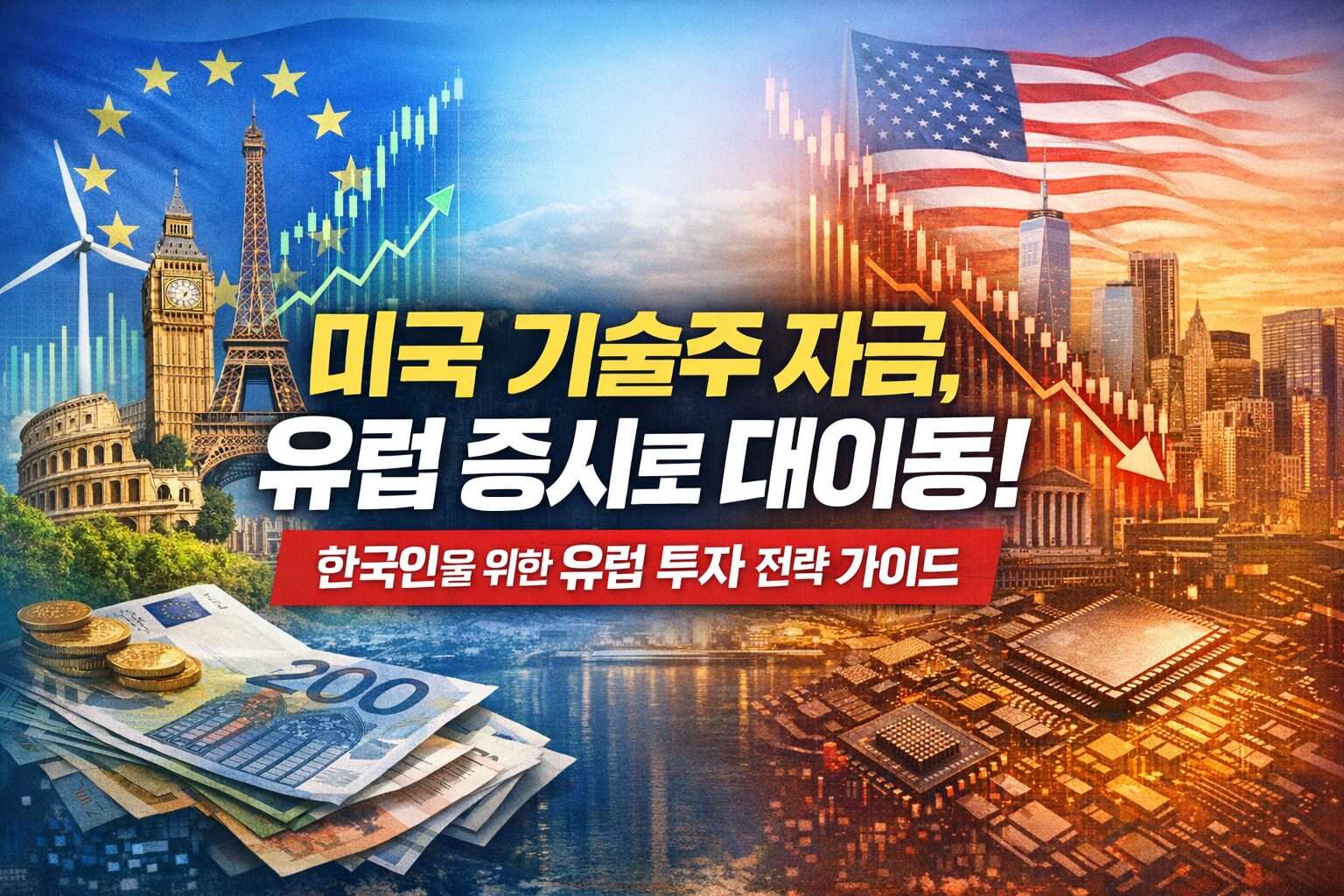 미국 기술주 자금 유럽 증시로 대이동