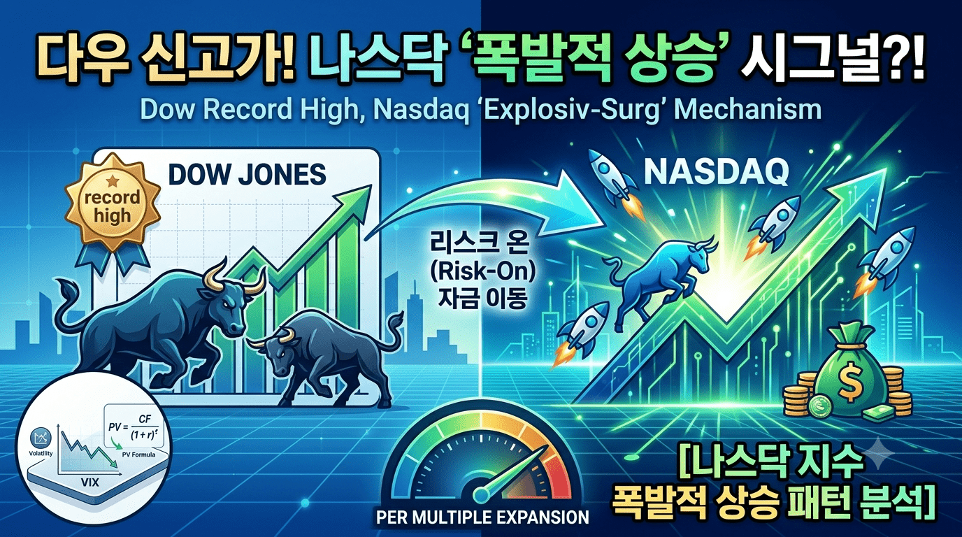 다우지수 신고가 경신 속 나스닥 폭발적 상승 시그널
